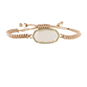 Kendra Scott Essie Woven Bracelet Gold Tone White Drusy Stone Adjustable